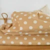 Tissu coton lavé motif Pois - Beige