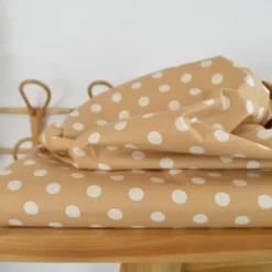 Tissu coton lavé motif Pois - Beige