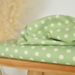 Tissu coton lavé motif Pois - Menthe foncé