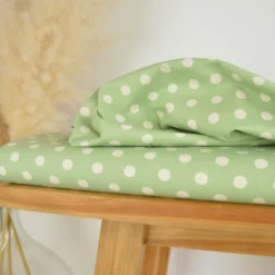 Tissu coton lavé motif Pois - Menthe foncé