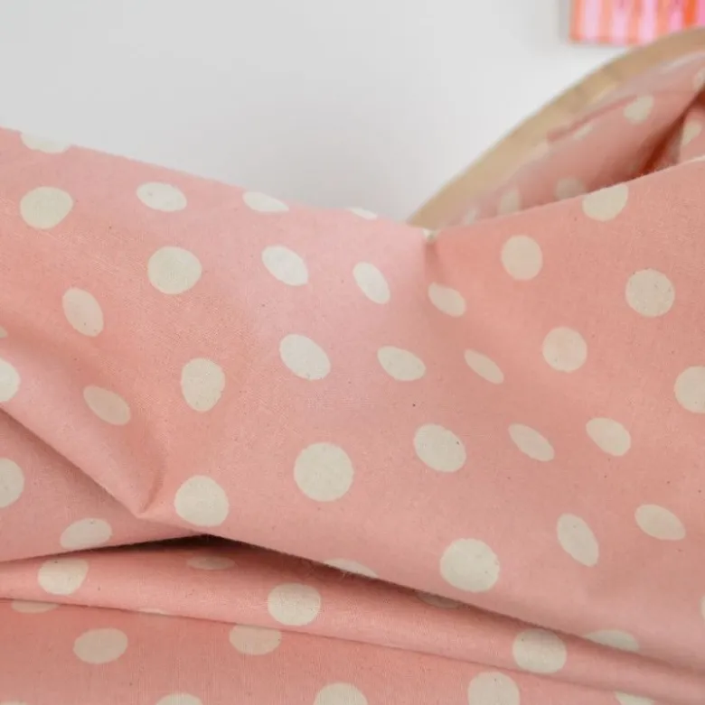 Tissu coton lavé motif Pois - Rose