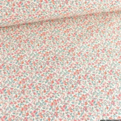 Tissu coton Léonie Enduit coloris Corail - Oeko tex