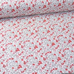 Tissu coton Léonie Enduit coloris Beige et Rouge - Oeko tex
