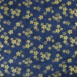 Tissu coton lourd Tatami motif fleurs et vagues japonaises Bleu - OEKO TEX