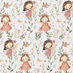 Tissu Coton Maiwenn motif fées roses - OEKO TEX