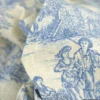 Tissu coton Mini Pastorale Toile de Jouy Lin et bleu - OEKO TEX