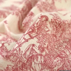 Tissu coton Mini Pastorale Toile de Jouy Lin et rouge - OEKO TEX