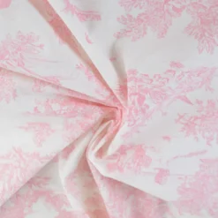 Tissu coton Mini Pastorale Toile de Jouy Rose et blanc cassé - OEKO TEX