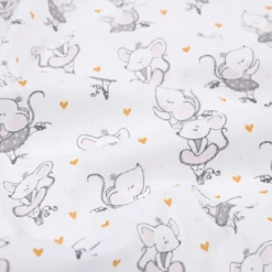 Tissu coton Misty motif souris danseuse en tutu fond blanc