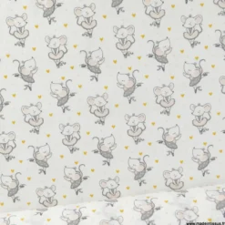 Tissu coton Misty motif souris danseuse en tutu fond blanc