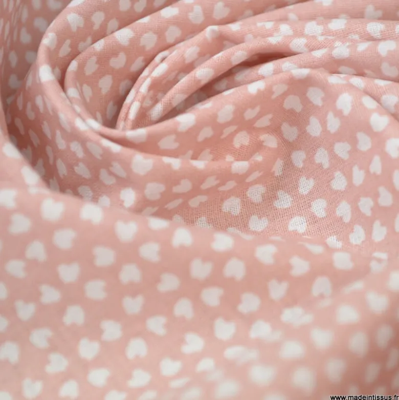 Tissu coton Motif Lipelo fond Rose thé - OEKO TEX