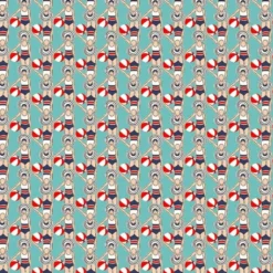 Tissu coton motif nageuse rétro fond turquoise - OEKO TEX