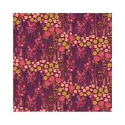 Tissu coton motifs fleurs Emilia ocre et rose fond terracotta - Cotton and Steel - OEKO TEX