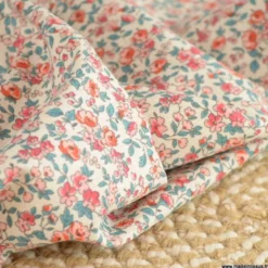 Tissu coton motifs fleurs Léonie Corail - OEKO TEX
