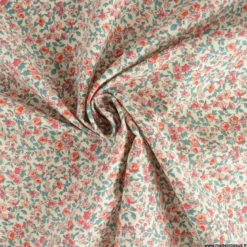Tissu coton motifs fleurs Léonie Corail - OEKO TEX