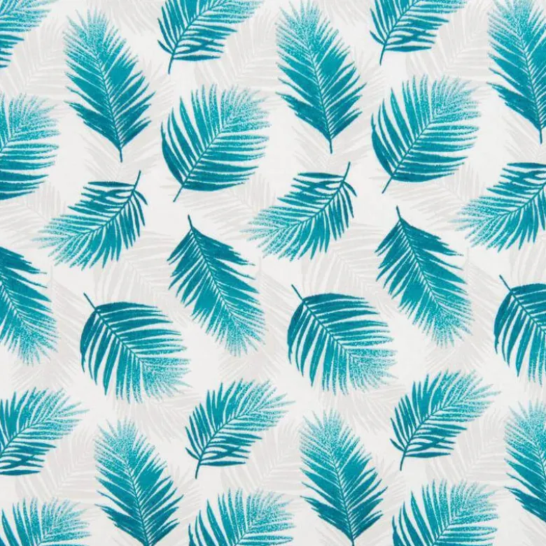 Tissu coton Nassau imprimé feuilles de Palme canard - OEKO TEX