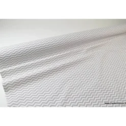 Tissu coton OEKO TEX imprimé chevrons zigzag GRIS au mètre