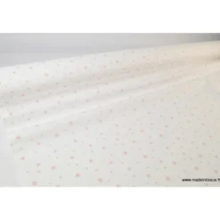 Tissu Coton OEKO TEX imprimé étoiles roses fond blanc