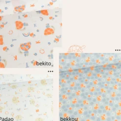 Tissu Coton Padao motif éléphants et arcs en ciel fond bleu clair - OEKO TEX