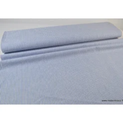 Tissu coton rayures bleues et blanches tissé teint - OEKO TEX
