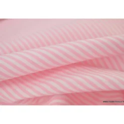 Tissu coton rayures roses et blanches tissé teint - OEKO TEX