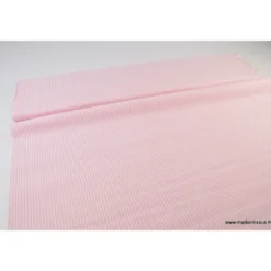 Tissu coton rayures roses et blanches tissé teint - OEKO TEX