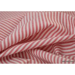 Tissu coton rayures rouges et blanches tissé teint - OEKO TEX