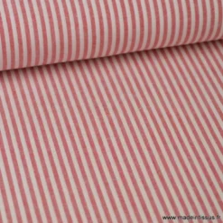Tissu coton rayures rouges et blanches tissé teint - OEKO TEX