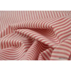 Tissu coton rayures rouges et blanches tissé teint - OEKO TEX