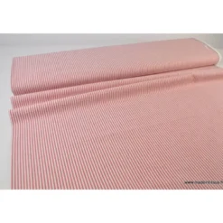 Tissu coton rayures rouges et blanches tissé teint - OEKO TEX