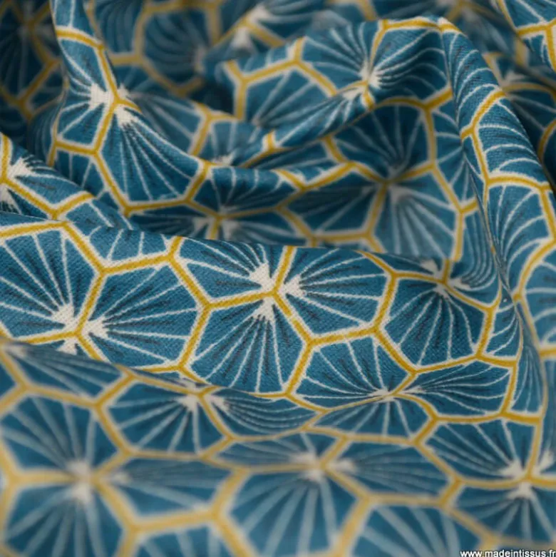 Tissu coton Riad coloris pétrole Oeko tex