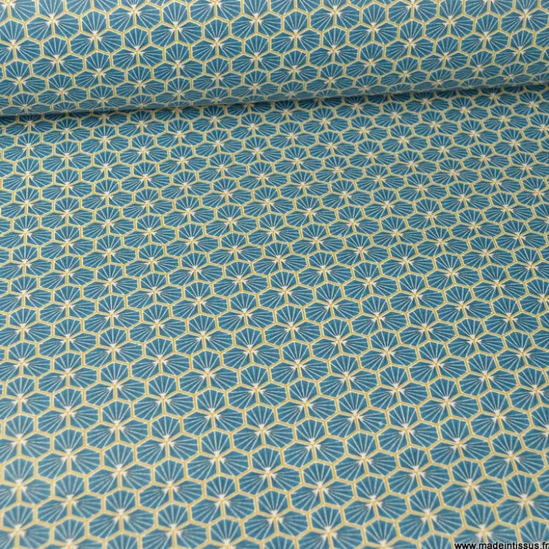 Tissu coton Riad coloris pétrole Oeko tex