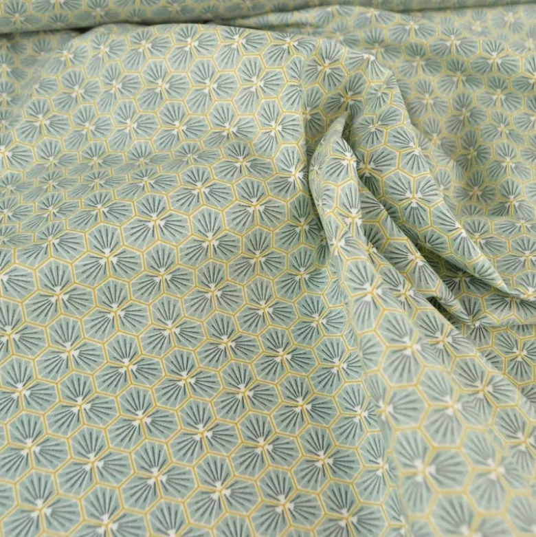 Tissu coton Riad Enduit coloris Vert Amande