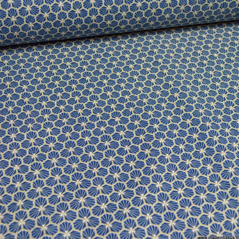 Tissu coton Riad Enduit coloris Marine Oeko tex