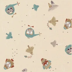 Tissu coton Roastrip motif voitures, avions, camions et hélicoptères -OEKO TEX