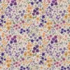 Tissu coton Romane fleurs violettes et jaune fond écru - OEKO TEX