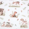 Tissu coton Roury motif animaux de la foret taupe fond blanc - OEKO TEX