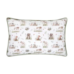 Tissu coton Roury motif animaux de la foret taupe fond blanc - OEKO TEX