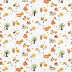 Tissu coton Rouxy motifs renards, abeilles et soleil - oeko tex