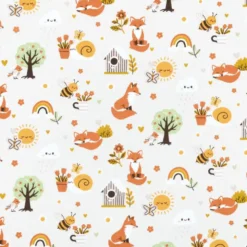 Tissu coton Rouxy motifs renards, abeilles et soleil - oeko tex