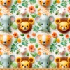 Tissu coton Safari B façon 3D - Motif animaux de la Savane