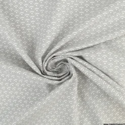 Tissu coton Saijo motif Wifi Gris et blanc - oeko tex