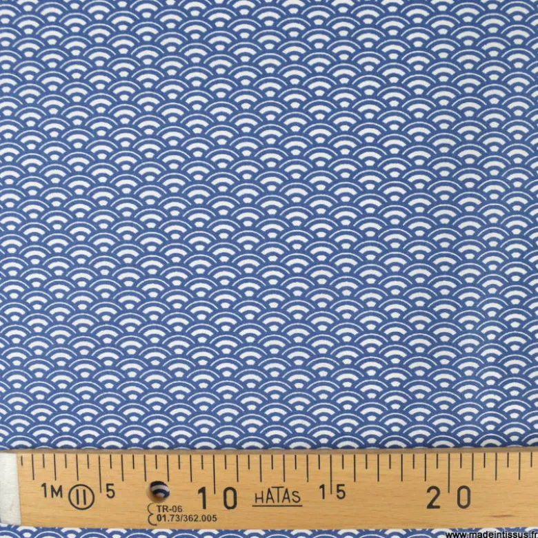 Tissu coton Saijo motif Wifi Navy et blanc - oeko tex