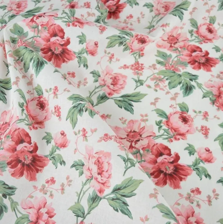 Tissu coton Scarlet motifs fleurs roses - OEKO TEX