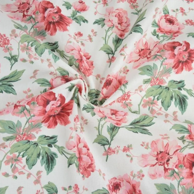 Tissu coton Scarlet motifs fleurs roses - OEKO TEX