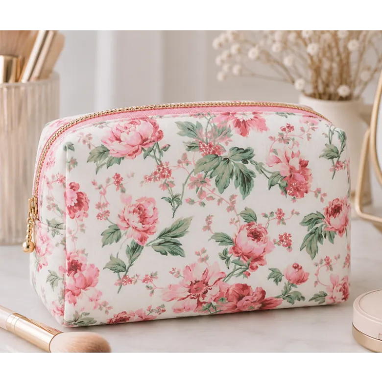 Tissu coton Scarlet motifs fleurs roses - OEKO TEX