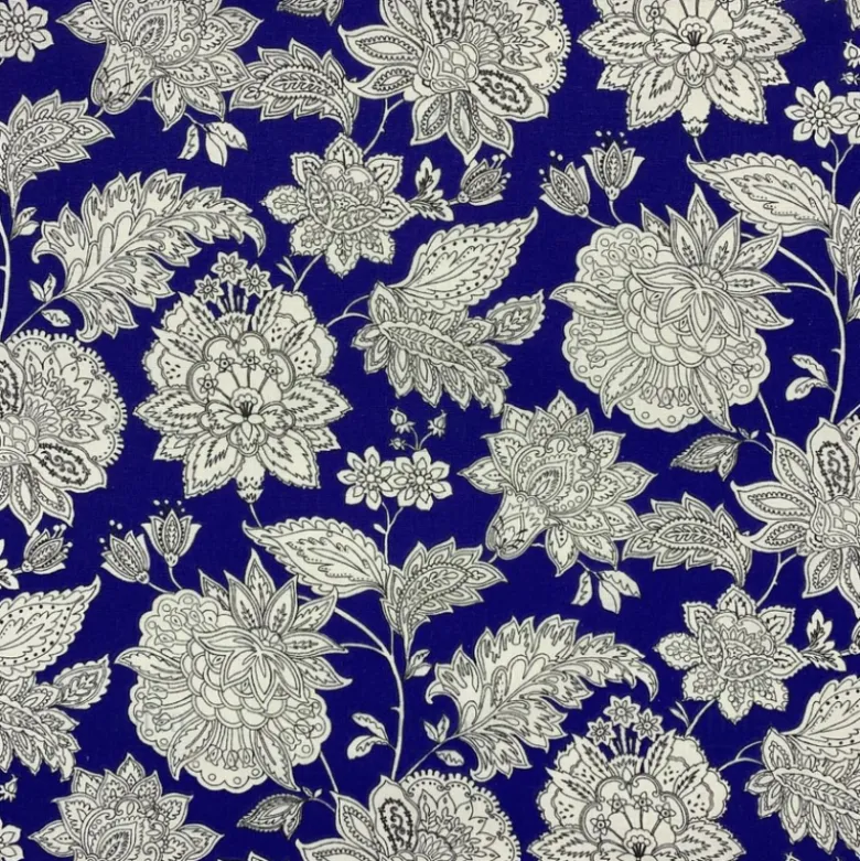 Tissu coton Sharma motif fleurs Indiennes bleu - OEKO TEX