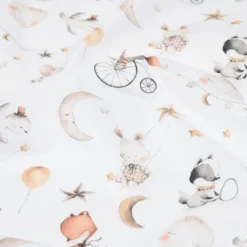 Tissu coton Sleepy motif animaux naturel - OEKO TEX