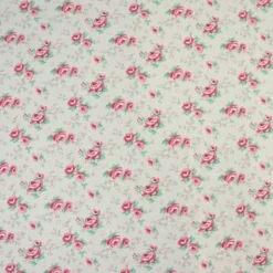 Tissu coton Suzanne motifs fleurs roses fond écru - OEKO TEX