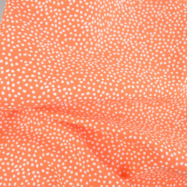Tissu coton Tassi motif petit pois fond Orange - OEKO TEX
